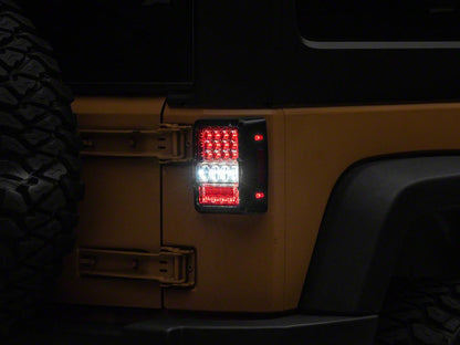 Raxiom Axial Series Lux LED Tail Lights; Black Housing; Clear Lens (07-18 Jeep Wrangler JK)