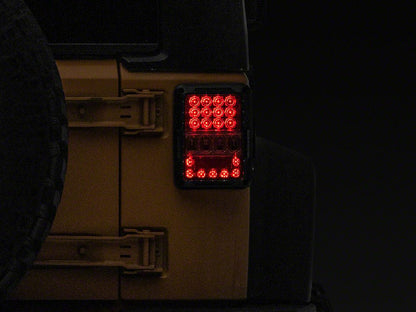 Raxiom Axial Series Lux LED Tail Lights; Black Housing; Clear Lens (07-18 Jeep Wrangler JK)