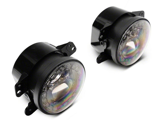 Raxiom Axial Series Nighthawk LED Fog Lights (07-18 Jeep Wrangler JK; 18-25 Jeep Wrangler JL Sahara, Rubicon w/ Plastic Bumper)