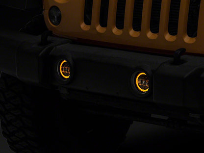 Raxiom Axial Series Halo LED Fog Lights; Amber (07-18 Jeep Wrangler JK)