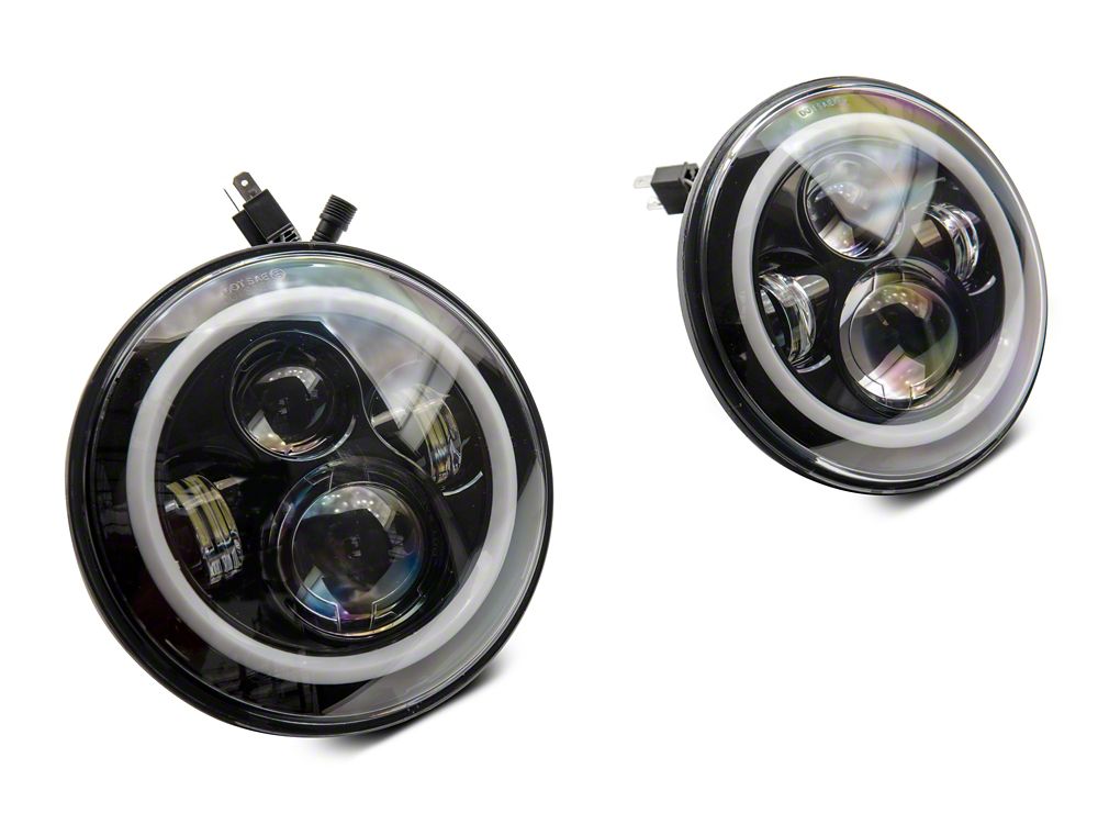 Raxiom Axial Series 7-Inch LED Headlights with RGB Halo; Black Housing; Clear Lens (97-18 Jeep Wrangler TJ & JK)