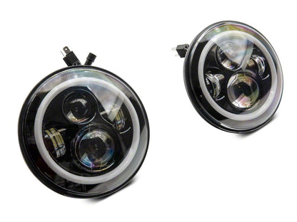 Raxiom Axial Series 7-Inch LED Headlights with RGB Halo; Black Housing; Clear Lens (97-18 Jeep Wrangler TJ & JK)