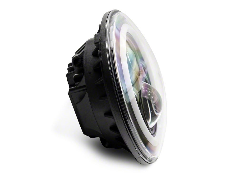Raxiom Axial Series 7-Inch LED Headlights with RGB Halo; Black Housing; Clear Lens (97-18 Jeep Wrangler TJ & JK)