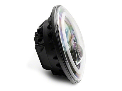 Raxiom Axial Series 7-Inch LED Headlights with RGB Halo; Black Housing; Clear Lens (97-18 Jeep Wrangler TJ & JK)