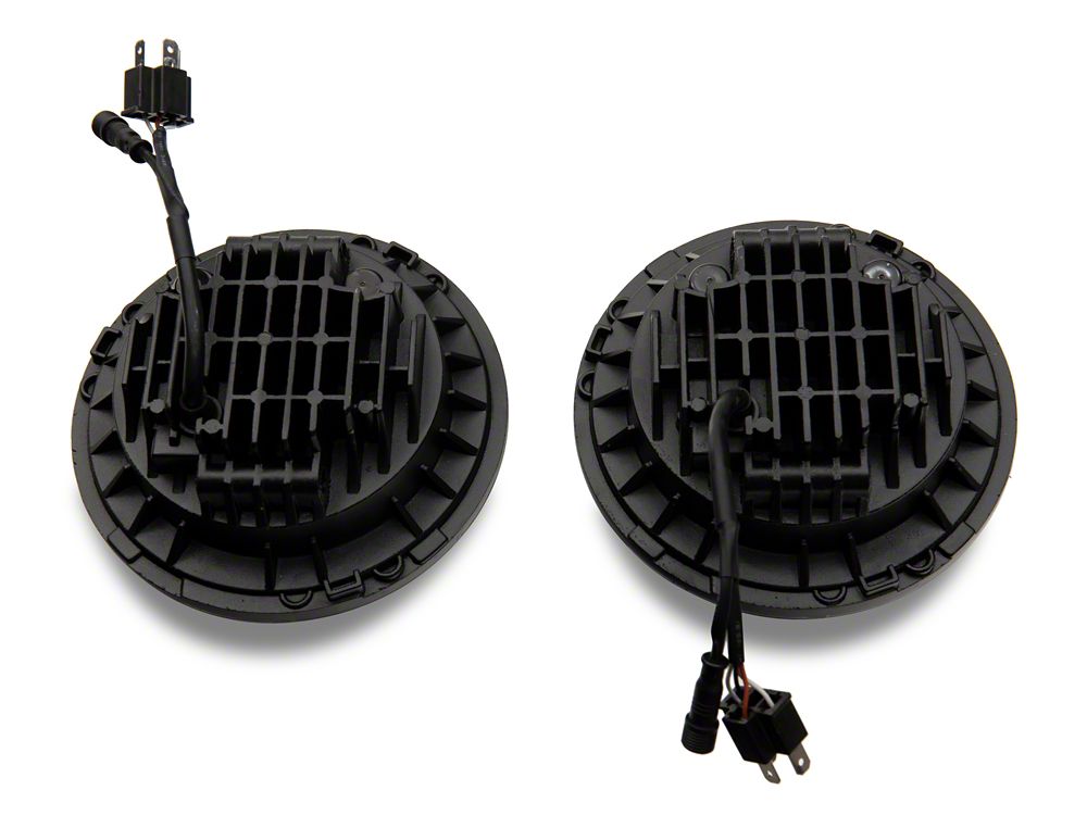 Raxiom Axial Series 7-Inch LED Headlights with RGB Halo; Black Housing; Clear Lens (97-18 Jeep Wrangler TJ & JK)