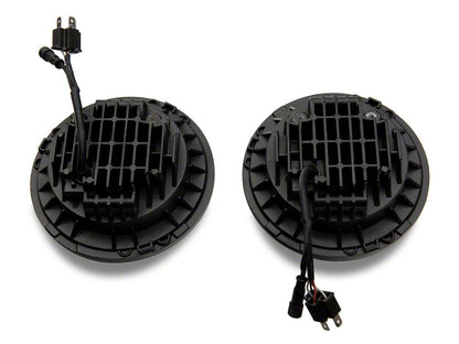 Raxiom Axial Series 7-Inch LED Headlights with RGB Halo; Black Housing; Clear Lens (97-18 Jeep Wrangler TJ & JK)