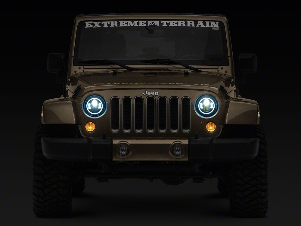 Raxiom Axial Series 7-Inch LED Headlights with RGB Halo; Black Housing; Clear Lens (97-18 Jeep Wrangler TJ & JK)
