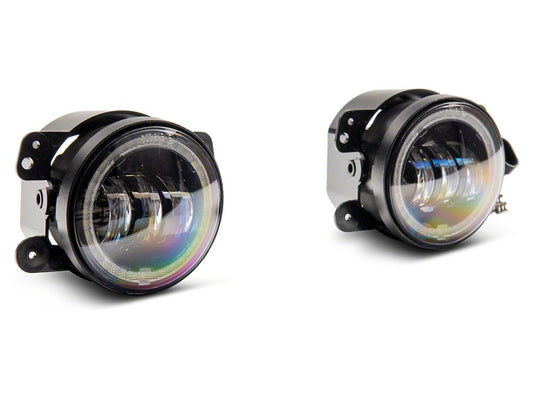 Raxiom Axial Series 4-Inch LED Devil Eyes Fog Lights with Halo (07-18 Jeep Wrangler JK)