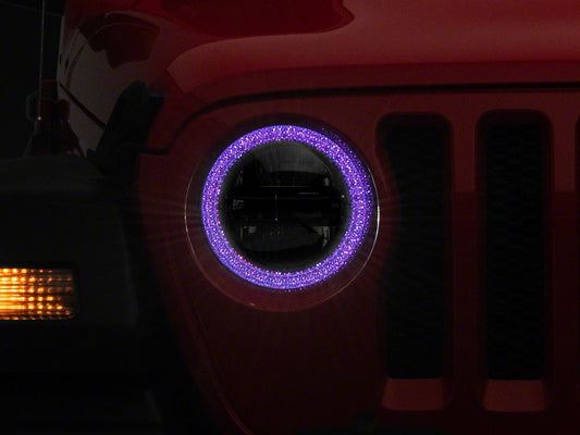 Raxiom Axial Series 9-Inch LED Headlights with RGB Halo; Black Housing; Clear Lens (18-25 Jeep Wrangler JL)