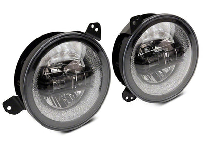 Raxiom Axial Series 9-Inch LED Headlights with RGB Halo; Black Housing; Clear Lens (18-25 Jeep Wrangler JL)