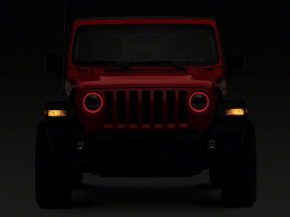 Raxiom Axial Series 9-Inch LED Headlights with RGB Halo; Black Housing; Clear Lens (18-25 Jeep Wrangler JL)