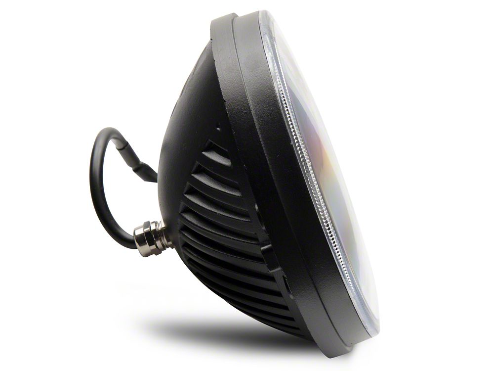 Raxiom Axial Series 7-Inch LED Headlights with DRL and Signal Function; Black Housing; Clear Lens (97-18 Jeep Wrangler TJ & JK)