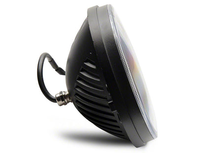 Raxiom Axial Series 7-Inch LED Headlights with DRL and Signal Function; Black Housing; Clear Lens (97-18 Jeep Wrangler TJ & JK)