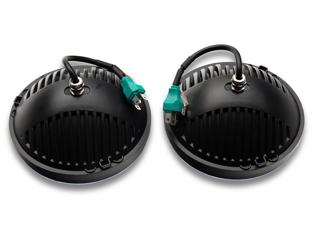Raxiom Axial Series 7-Inch LED Headlights with DRL and Signal Function; Black Housing; Clear Lens (97-18 Jeep Wrangler TJ & JK)
