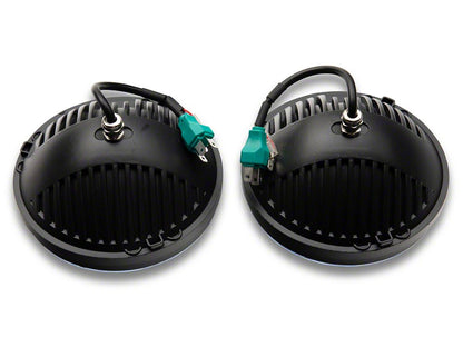 Raxiom Axial Series 7-Inch LED Headlights with DRL and Signal Function; Black Housing; Clear Lens (97-18 Jeep Wrangler TJ & JK)