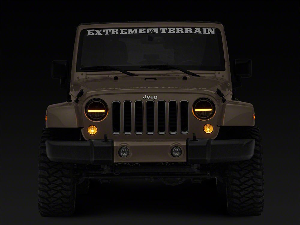 Raxiom Axial Series 7-Inch LED Headlights with DRL and Signal Function; Black Housing; Clear Lens (97-18 Jeep Wrangler TJ & JK)