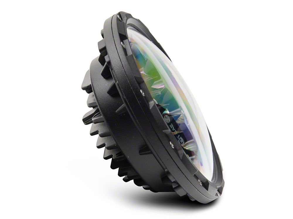 Raxiom Axial Series Spider LED Headlights with Amber DRL and Angel Eye Halo; Black Housing; Clear Lens (07-18 Jeep Wrangler JK)