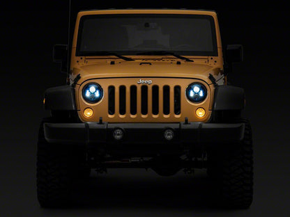 Raxiom 7-Inch LED Headlights; Blue Housing; Clear Lens (07-18 Jeep Wrangler JK)
