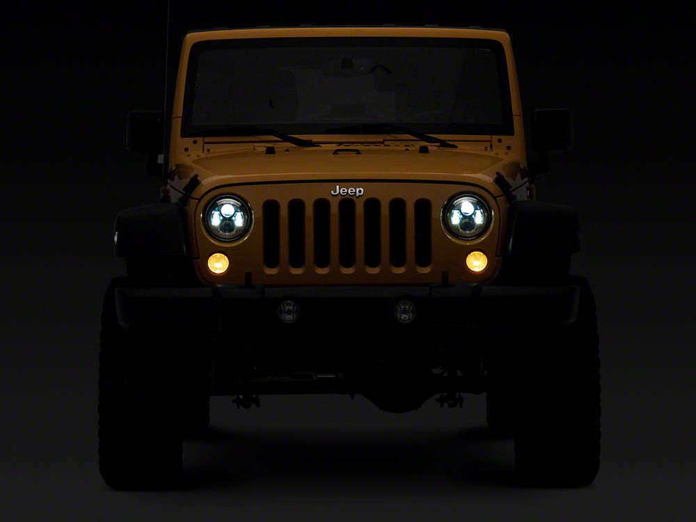 Raxiom 7-Inch LED Headlights; Chrome Housing; Clear Lens (07-18 Jeep Wrangler JK)