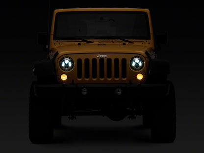 Raxiom 7-Inch LED Headlights; Chrome Housing; Clear Lens (07-18 Jeep Wrangler JK)