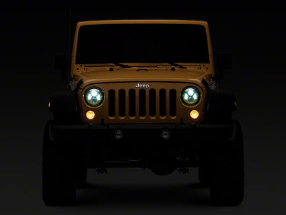 Raxiom 7-Inch LED Headlights; Green Housing; Clear Lens (07-18 Jeep Wrangler JK)
