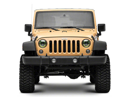 Raxiom 7-Inch LED Headlights; Green Housing; Clear Lens (07-18 Jeep Wrangler JK)