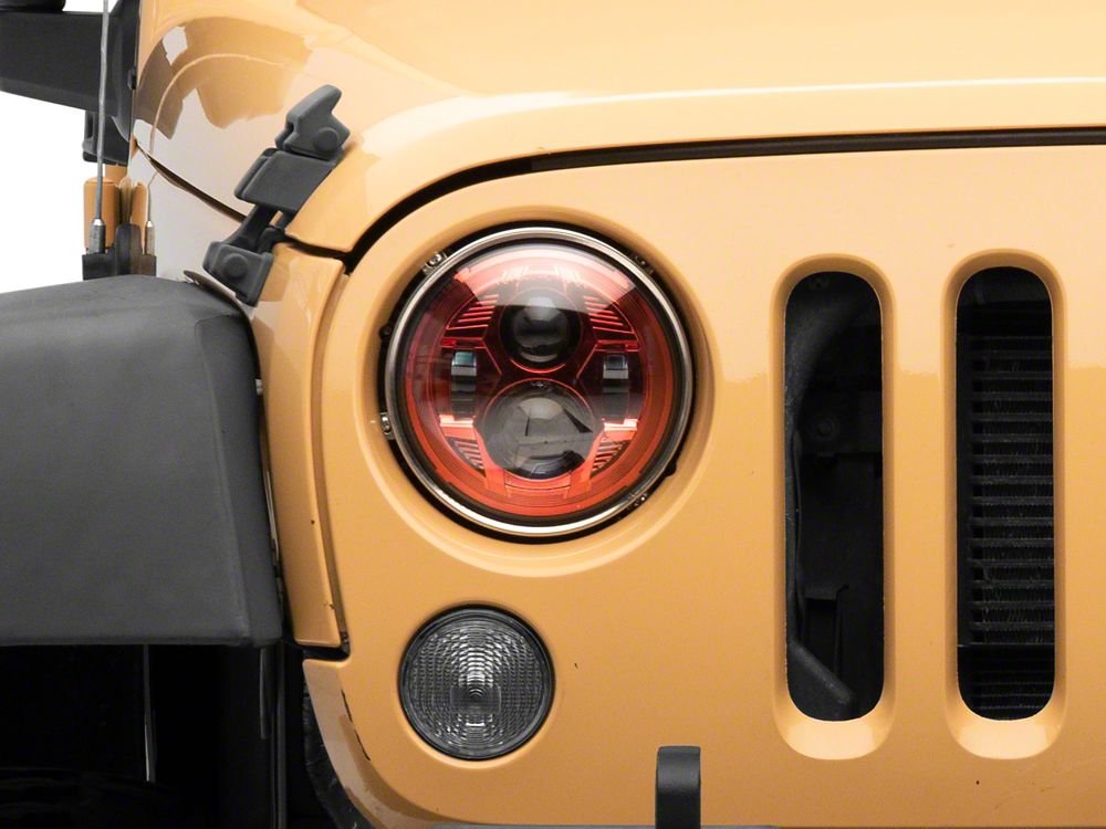 Raxiom 7-Inch LED Headlights; Red Housing; Clear Lens (07-18 Jeep Wrangler JK)