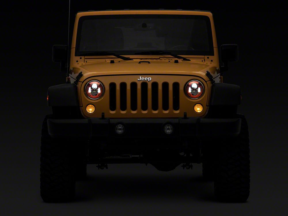 Raxiom 7-Inch LED Headlights; Red Housing; Clear Lens (07-18 Jeep Wrangler JK)