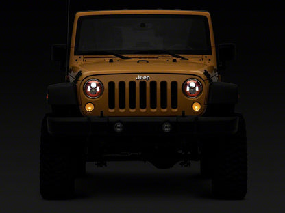 Raxiom 7-Inch LED Headlights; Red Housing; Clear Lens (07-18 Jeep Wrangler JK)