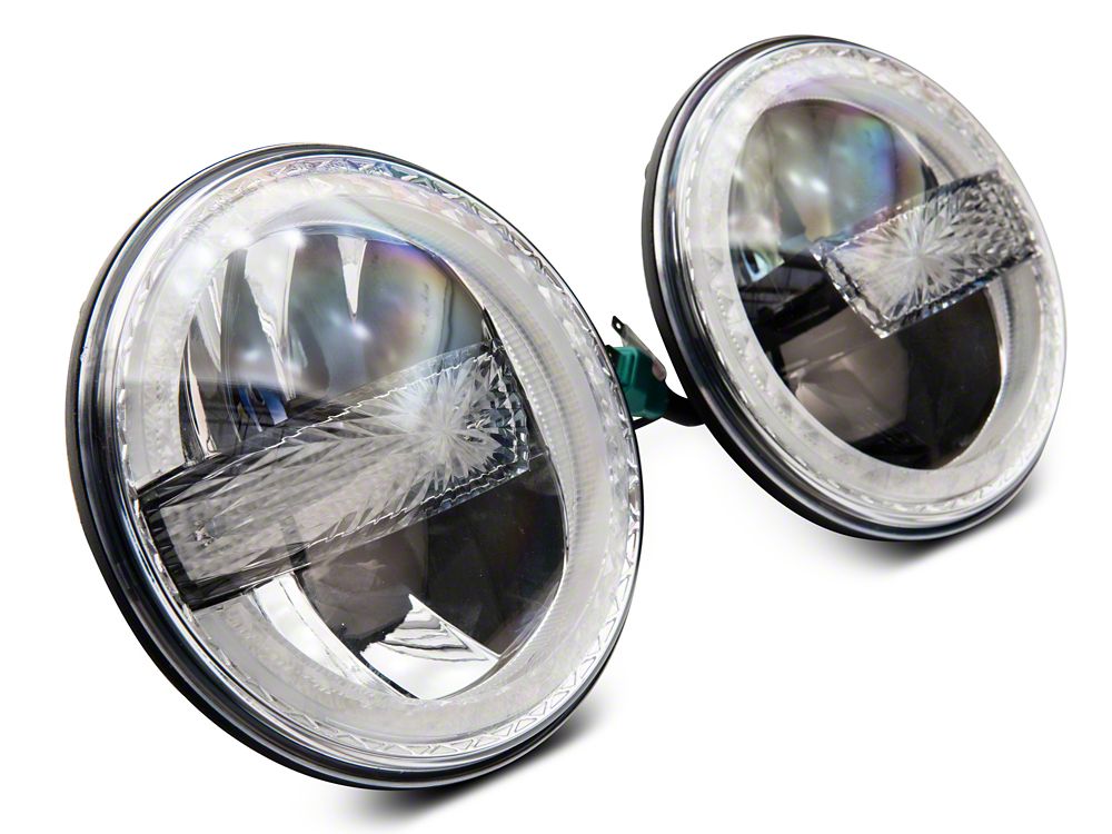 Raxiom 7-Inch LED Headlights with Halos; Black Housing; Clear Lens (97-18 Jeep Wrangler TJ & JK)