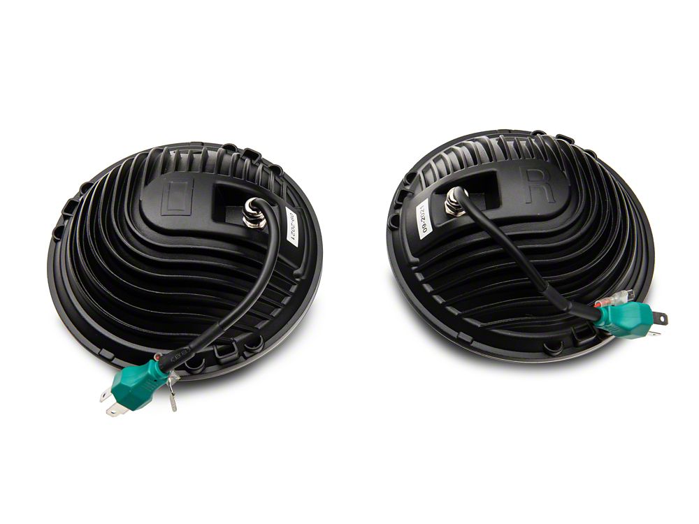 Raxiom 7-Inch LED Headlights with Halos; Black Housing; Clear Lens (97-18 Jeep Wrangler TJ & JK)