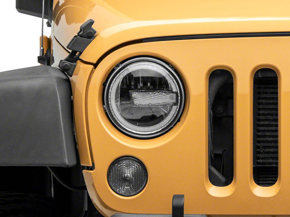 Raxiom 7-Inch LED Headlights with Halos; Black Housing; Clear Lens (97-18 Jeep Wrangler TJ & JK)