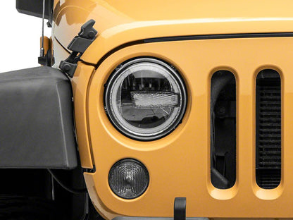 Raxiom 7-Inch LED Headlights with Halos; Black Housing; Clear Lens (97-18 Jeep Wrangler TJ & JK)