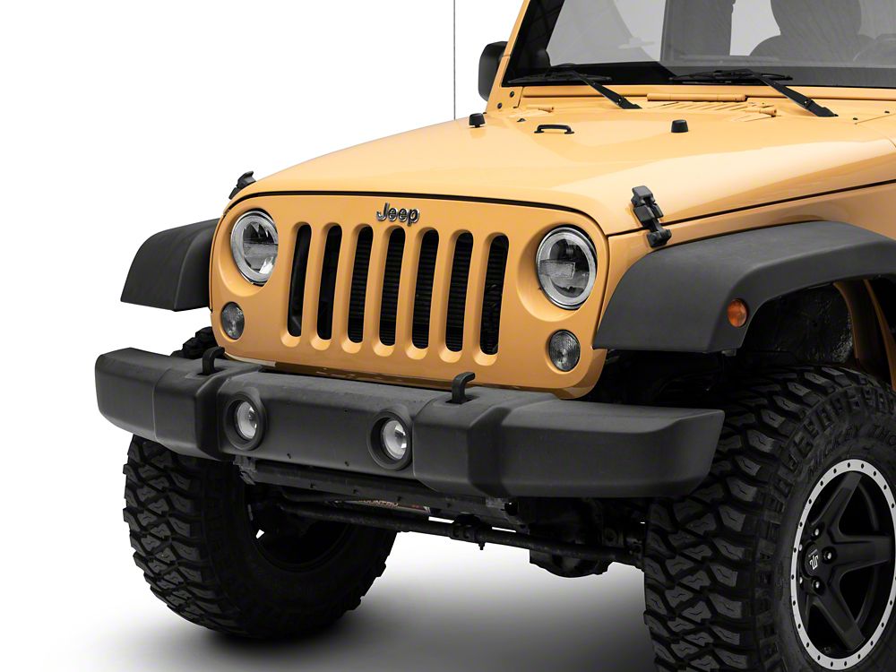 Raxiom 7-Inch LED Headlights with Halos; Black Housing; Clear Lens (97-18 Jeep Wrangler TJ & JK)