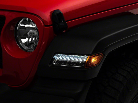 Raxiom Axial Series Sequential LED Parking/Turn Signal Lights; Chrome (18-25 Jeep Wrangler JL Sport)