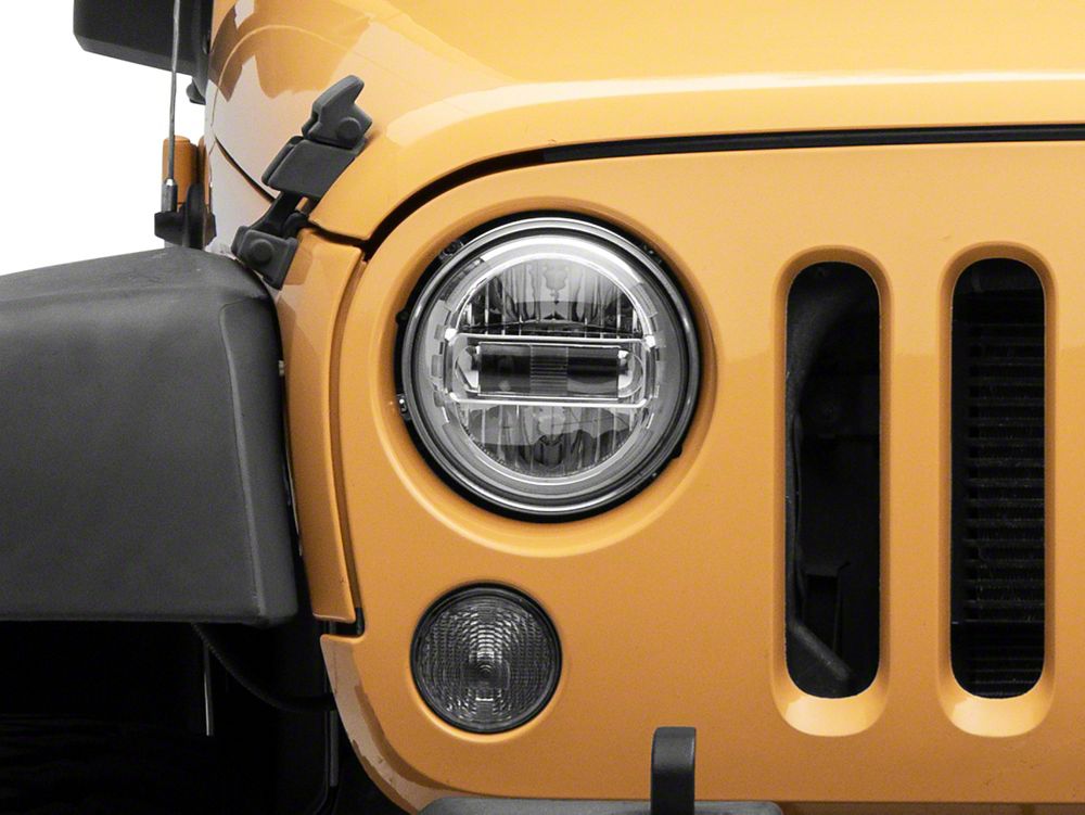 Raxiom Axial Series 7-Inch LED Headlights with DRL; Chrome Housing; Clear Lens (97-18 Jeep Wrangler TJ & JK)