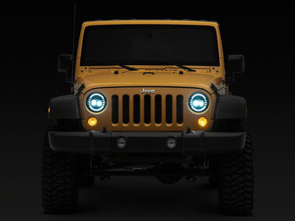Raxiom Axial Series 7-Inch LED Headlights with DRL; Chrome Housing; Clear Lens (97-18 Jeep Wrangler TJ & JK)