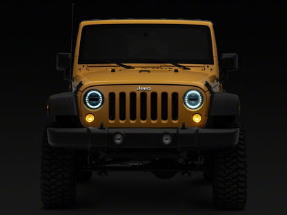 Raxiom Axial Series 7-Inch LED Headlights with DRL; Chrome Housing; Clear Lens (97-18 Jeep Wrangler TJ & JK)