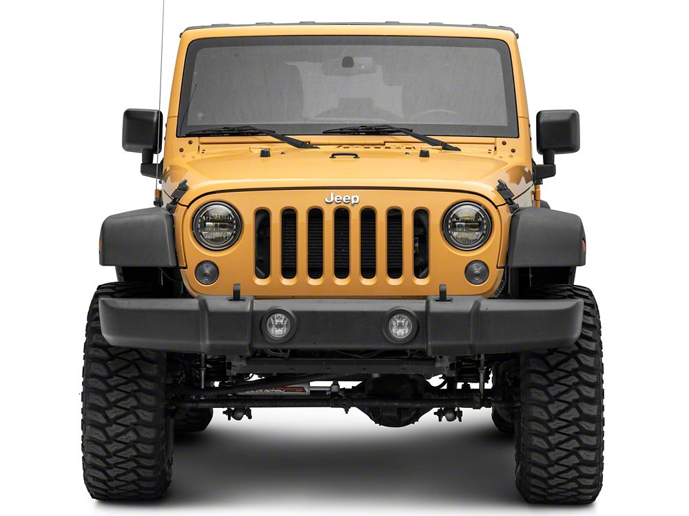 Raxiom Axial Series 7-Inch LED Headlights with DRL; Black Housing; Clear Lens (97-18 Jeep Wrangler TJ & JK)