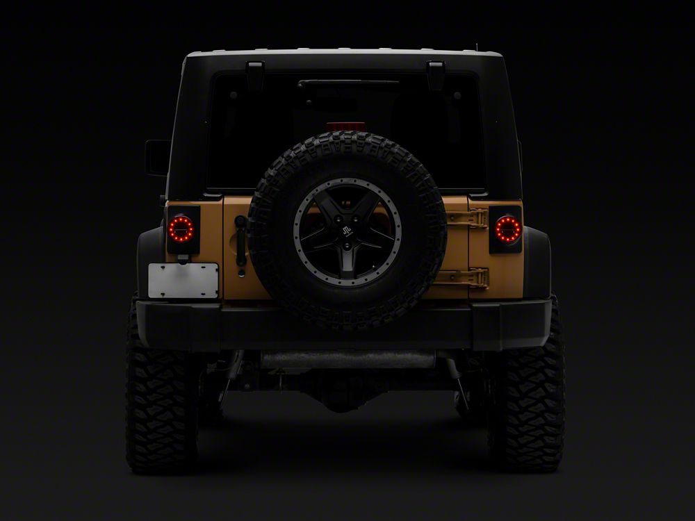 Raxiom Axial Series Halo LED Tail Lights; Black Housing; Clear Lens (07-18 Jeep Wrangler JK)