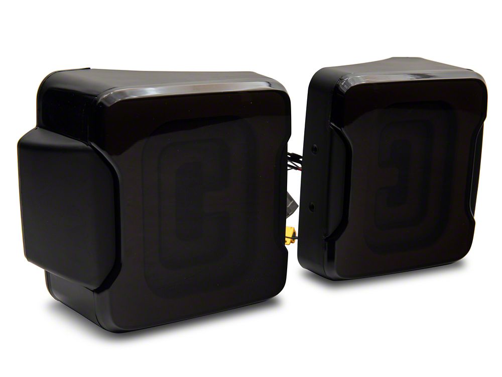 Raxiom Axial Series Carver LED Tail Lights; Black Housing; Smoked Lens (07-18 Jeep Wrangler JK)