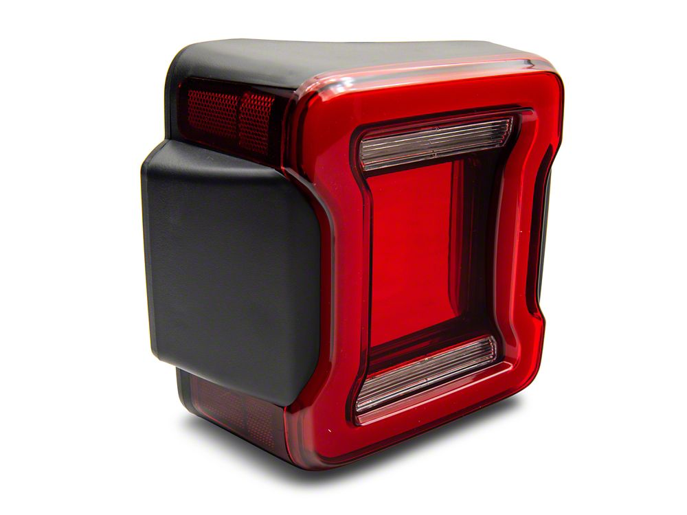 Raxiom Axial Series JL Style LED Tail Lights; Black Housing; Red Lens (07-18 Jeep Wrangler JK)