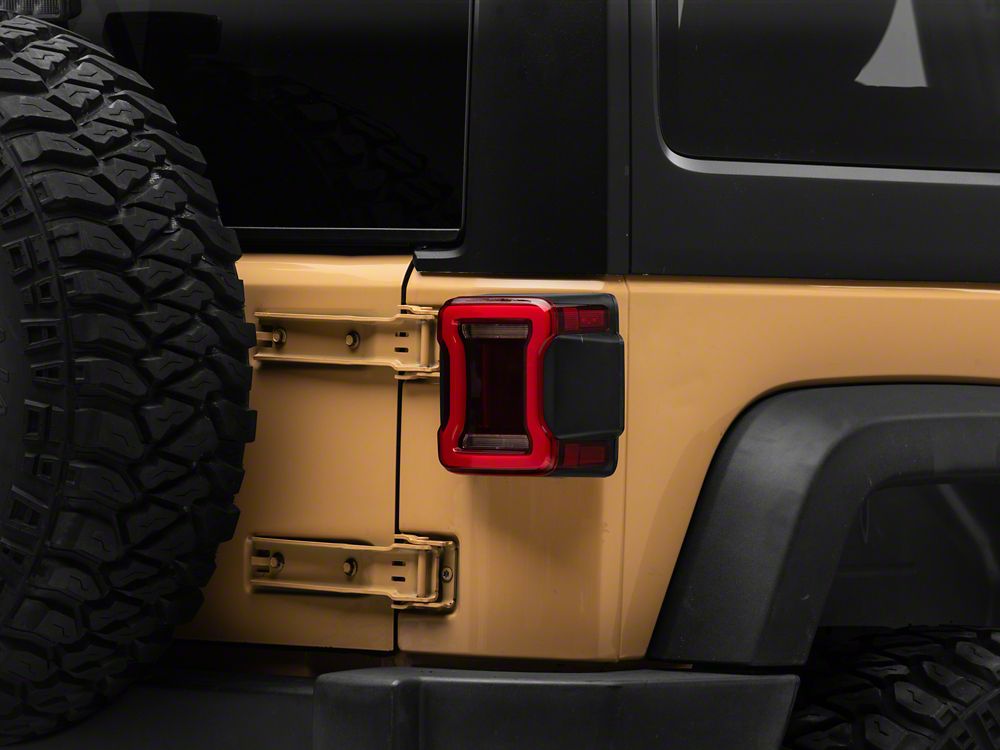Raxiom Axial Series JL Style LED Tail Lights; Black Housing; Red Lens (07-18 Jeep Wrangler JK)