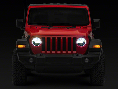 Raxiom Axial Series 9-Inch LED Headlights; Black Housing; Clear Lens (18-25 Jeep Wrangler JL w/ Factory Halogen Headlights)