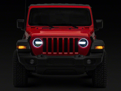Raxiom Axial Series 9-Inch LED Headlights; Black Housing; Clear Lens (18-25 Jeep Wrangler JL w/ Factory Halogen Headlights)