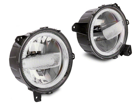Raxiom Axial Series 9-Inch LED Headlights; Black Housing; Clear Lens (18-25 Jeep Wrangler JL w/ Factory Halogen Headlights)