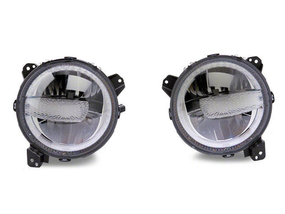 Raxiom Axial Series 9-Inch LED Headlights; Black Housing; Clear Lens (18-25 Jeep Wrangler JL w/ Factory Halogen Headlights)