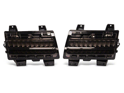 Raxiom Axial Series Sequential Turn Signal LED Side Marker Lights; Smoked (18-25 Jeep Wrangler w/ Factory Halogen Light Package)