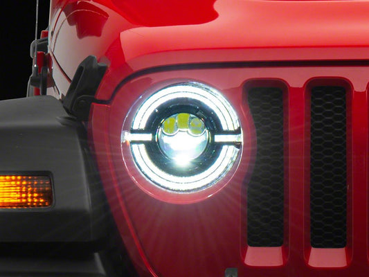 Raxiom Axial Series 9-Inch LED Angel Eye Headlights; Black Housing; Clear Lens (18-25 Jeep Wrangler JL)