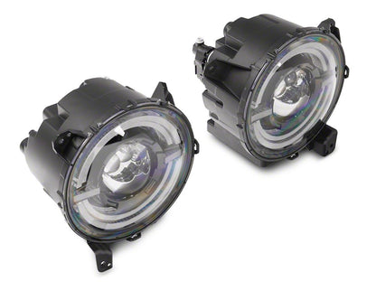 Raxiom Axial Series 9-Inch LED Angel Eye Headlights; Black Housing; Clear Lens (18-25 Jeep Wrangler JL)